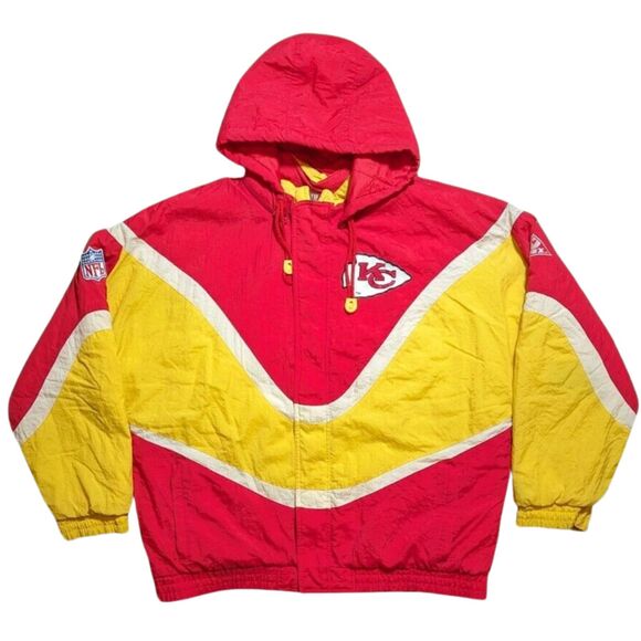 Kansas Chiefs 90s APEX puffer jacket MONTANA L red gold NFL Pro Line vintage - Picture 2 of 13